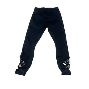 NEW Women's Black ACTIVE LIFE Lattice Bottom Leggings Size Small